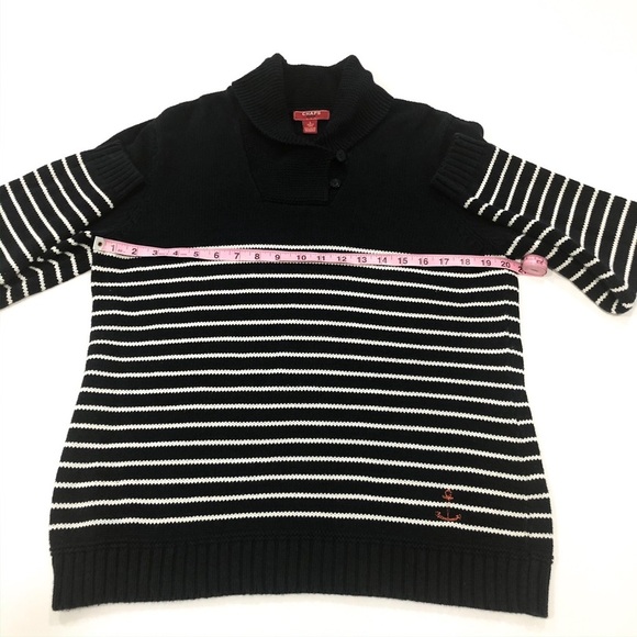 Chaps Navy Striped Pullover Nautical Sweater Size Large - Picture 9 of 11